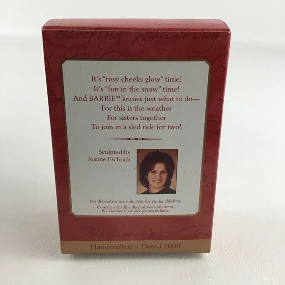 Hallmark Keepsake Christmas Tree Ornament Winter Fun With Barbie & Kelly 2000 - Picture 6 of 6